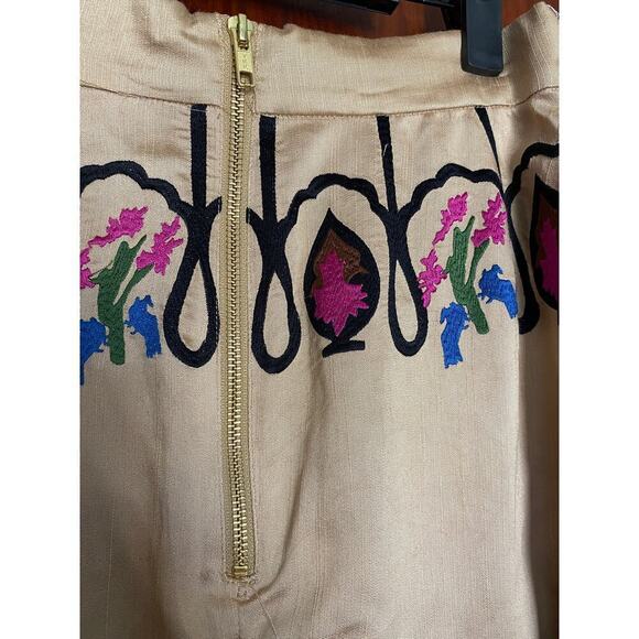 H&M Embroidered Satin Colorful Jungle Skirt Small - Picture 5 of 8